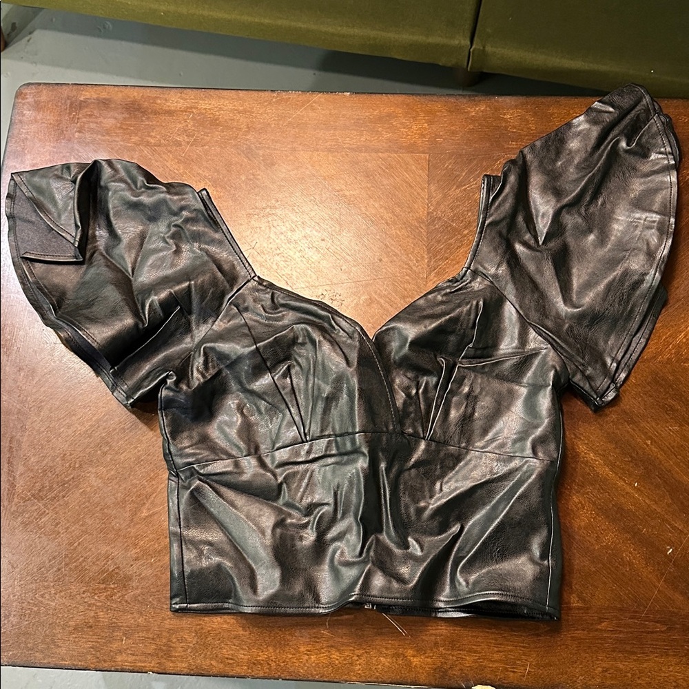 BAD GIRL BABYDOLL CROP TOP IN VEGAN LEATHER - VIXEN BY MICHELINE PITT